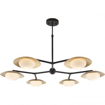 Netlighting Tivoli 6 Light Ceiling Semi Flush Gold & Dark Bronze Finish With Opal Glass