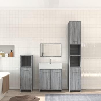 1452368 Set Mobili da Bagno 4 pz Grigio Sonoma in Legno Multistrato