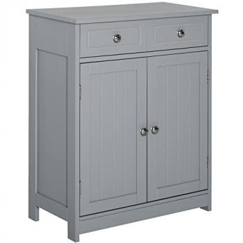 Bathroom Floor Storage Cabinet with 2 Drawers Grey