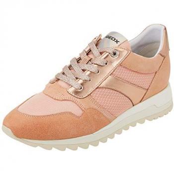 Geox Tabelya Waterproof Peach Leather Trainers for Women