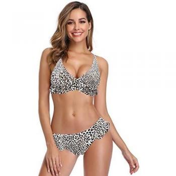 Bikini Femme 2 Pièces Imprimé Léopard Rembourré
