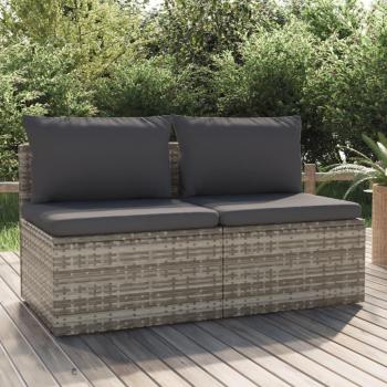 Sofá Verde-Urban: 2 plazas, cojines rattan gris sintético