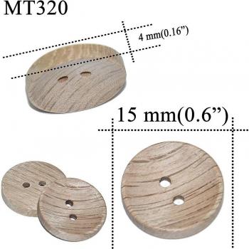 Wooden Buttons 15mm Natural Color 30PCs for Handmade Projects