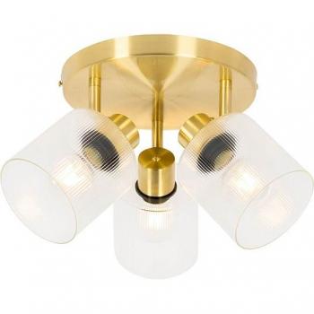 3-flammiger Deckenstrahler Laura, E27, Gold, Art Deco, ohne Leuchtmittel, Glas