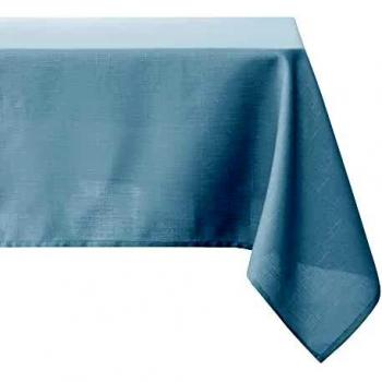 Couverture de table de patio 140 × 240 cm, effet lin bleu clair