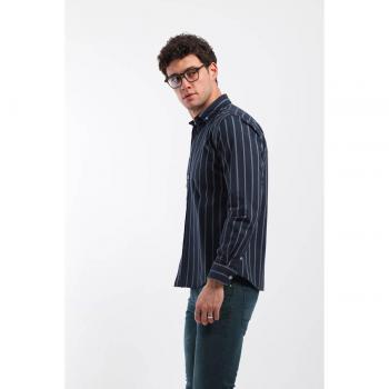 Camicia uomo a maniche lunghe in blu marino a righe XXL