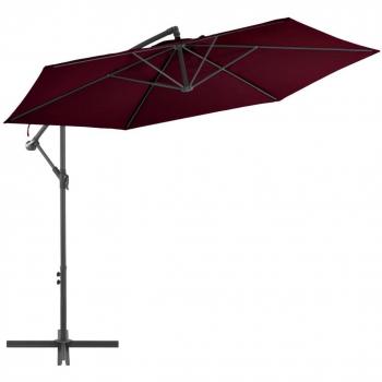 Parasol de patio déporté 300 cm couleur rouge bordeaux