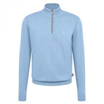 Hellblaue Stricktroyer mit Stehkragen