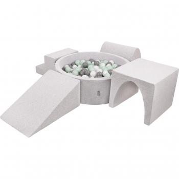KiddyMoon Palla Circolare per Giochi Infantili (200 pezzi 7 cm) – Grigio Chiaro/bianco/dente di leone