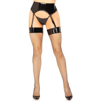 Vinyl-Strumpfhalter mit Spitzenakzenten