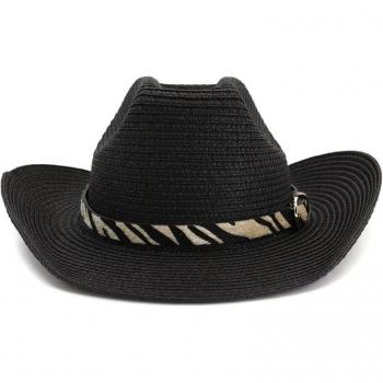 Black Straw Western Hat
