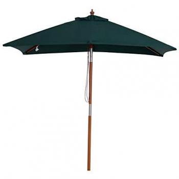 Parasol rectangulaire en bois inclinable polyester haute densité 2L x 1,5l x 2,3H m vert foncé