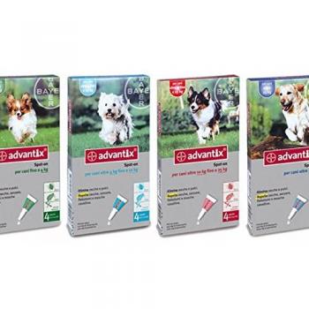 ADVANTIX SPOT ON BAYER 4 PIPETTE PER CANI FINO A 4Kg CONTRO PULCI ZECCHE ZANZARE
