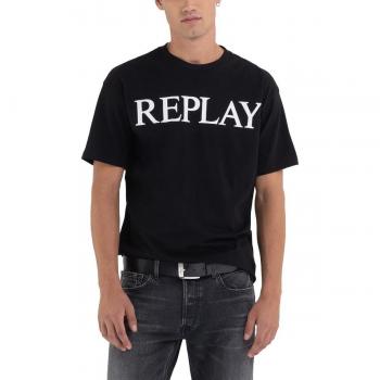 T-shirt REPLAY pour Hommes Noir 100% Coton Manches Courtes