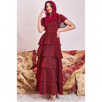 Goddiva Wine Sequin Lurex Maxi Dress – Modesty Style