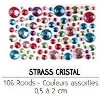 Lot de 106 strass ronds adhésifs en cristal