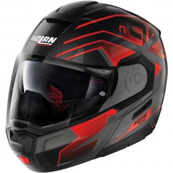 Nolan N90‑3 Comeback N‑Com Klapphelm – Herrenfarbe Schwarz + Rot – Mittel (M)