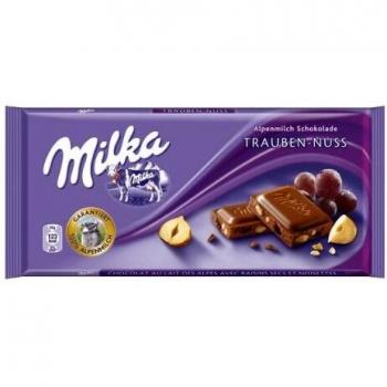 Chocolate con pasas y avellanas Milka 100 g