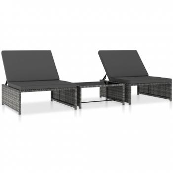 Vidaxl Chaises Inclinables De Jardin Lot De 2 Et Table Résine Tressée