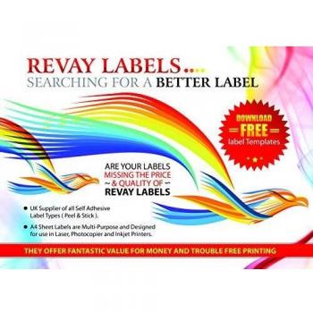 White A4 Label Sheets – 65/100 – 38.1 × 21.2 mm – Revay L7651