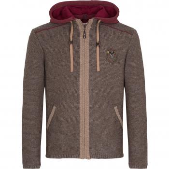 Spieth & Wensky Trachtenstrickjacke Dakar 70 cm mit abknöpfbarer Kapuze – Braun XL