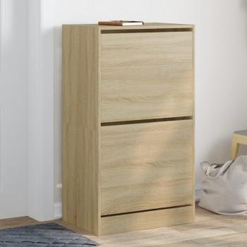 Armoire à chaussures chêne sonoma avec 2 tiroirs rabattables