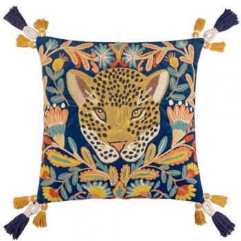 Wylder Tropics Regal Leopard Embroidered Velvet Filled Cushion