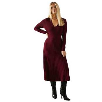 Petite Midi Pleat Wrap Knitted Skirt Dress