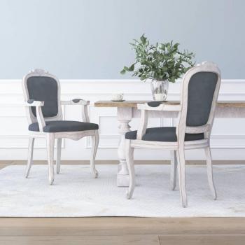2 pcs Dark Grey Velvet Dining Chairs, 62x59.5x100.5 cm