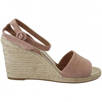 Prada Pink Suede Leather Ankle Strap Wedge Sandals