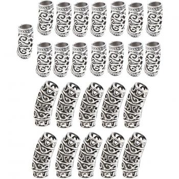 Boucles de dreadlocks pour cheveux, 25 pièces, argent, bijoux de coiffure