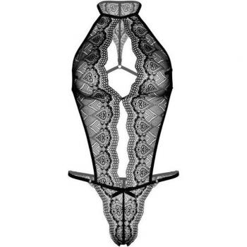 Floral Lace Teddy Schwarz Einheitsgröße
