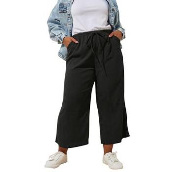 Culottes Noir avec Ceinture à Nouer Yours Curve Écorce de L'Arbre