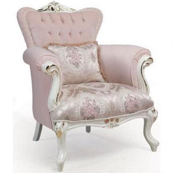Casa Padrino Opulenter Sessel im Barockstil Rosa/Weiß/Gold