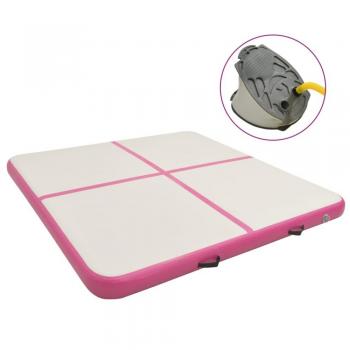 Tappetino Gonfiabile per Ginnastica 200x200x10 cm con Pompa Rosa
