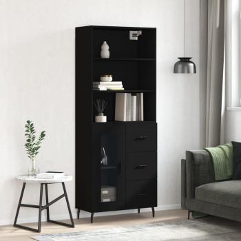 Vidaxl Highboard 69.5x34x180 cm Black Engineered Wood
