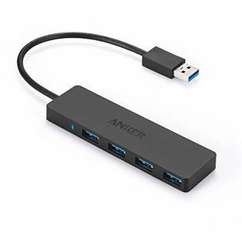 Hub USB Anker 4 Ports – Ultra‑Thin, 5 Gb/s, câblé 22 cm