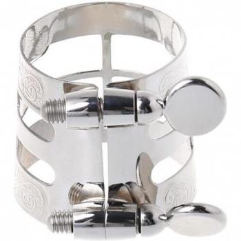 Accessoires pour clarinette et saxo alto : embout en ébonite, ligature inoxydable et ligature ciselée