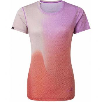 Ronhill Tech Golden Hour Women’s Casual T‑Shirt (Blue, Lilac, Yellow) Size 14