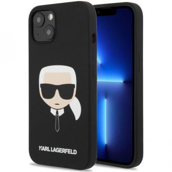 Silicone Ikonik von Karl Lagerfeld – Karl's Kopf Smartphonehülle für iPhone 14 in Schwarz