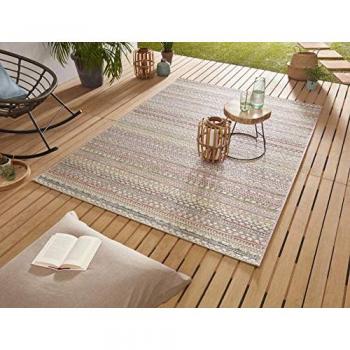 Indoor-Outdoor Pink Pine Boho Strip Rug – 120 cm by 170 cm
