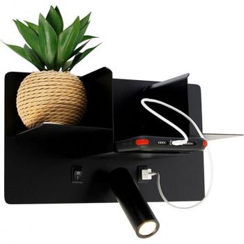 QAZQA Minimalist Black LED Wall Fixture USB Included – Thijs