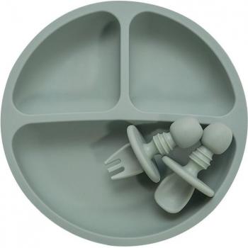 Set d'assiettes en silicone pour enfants avec fourchette et cuillère