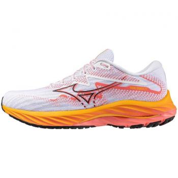 Baskets Mizuno Wave Rider 27 Blanc Orange SS24 pour Femme, Taille 39