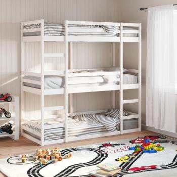 VidaXL Triple Bunk Bed without Mattress White 90x190 cm Single Pine