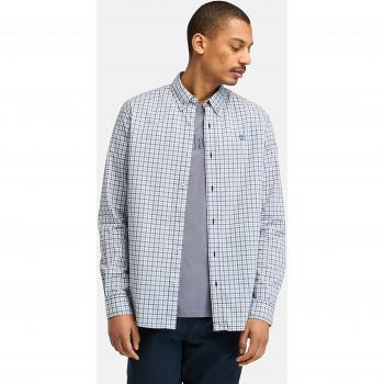 Camisa de Hombre Timberland Corte Regular Popelín Stretch con Motivo de Cuadros Azul