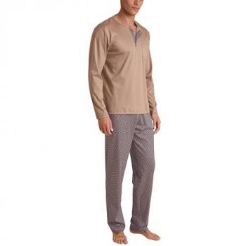 CALIDA Entspannungs-Pyjama Herren, lang, S, Blau/Braun