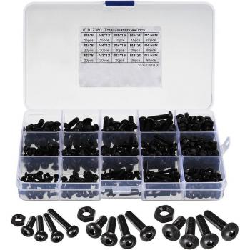 440pcs M3 M4 M5 Alloy Hex Socket Screw and Nut Combination Kit