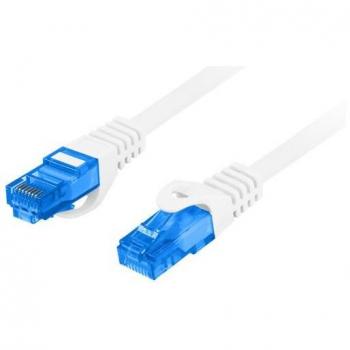 Câble Ethernet 10m S/FTP Cat6A Gigabit RJ45 blanc avec clips bleus