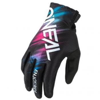 Lange handschuhe women matrix voltage schwarz multicolor